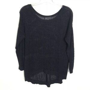 Lane Bryant black open knit hi low scoop neck sweater 
metallic 
Size 22/24